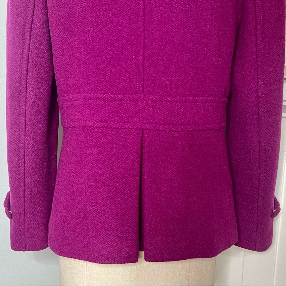 Talbots Wool Blend Peacoat Jacket Magenta Purple Peter Pan Collar Mod Retro 10p - Picture 11 of 14